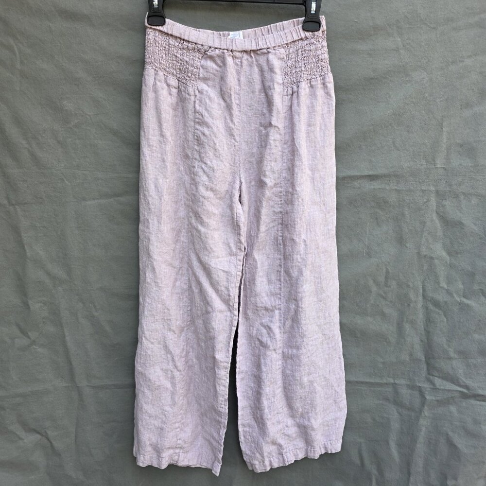 Sigrid Olsen 100% Linen Beige Tan Stretchy Pants Lightweight